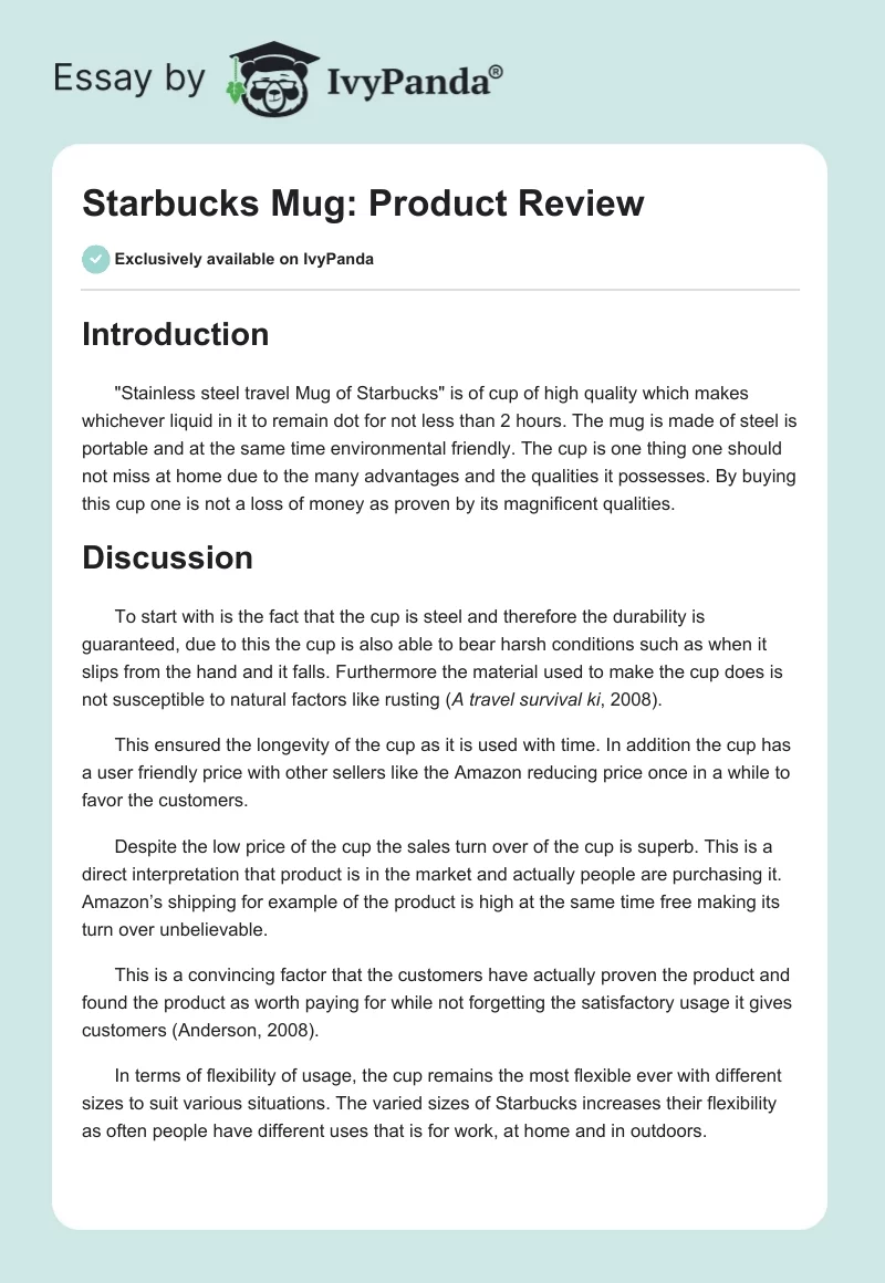 Starbucks Mug: Product Review. Page 1