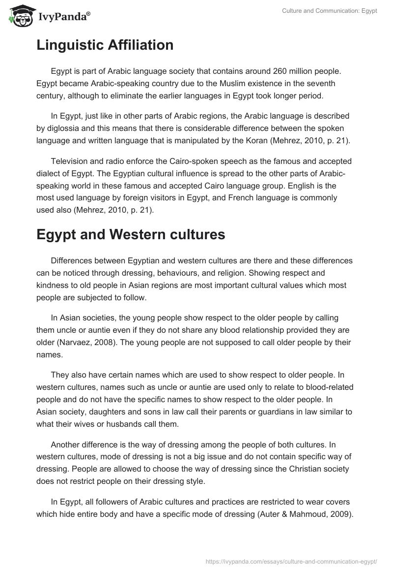 Culture and Communication: Egypt. Page 2