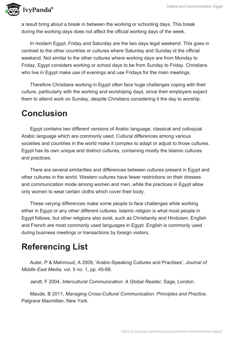 Culture and Communication: Egypt. Page 5
