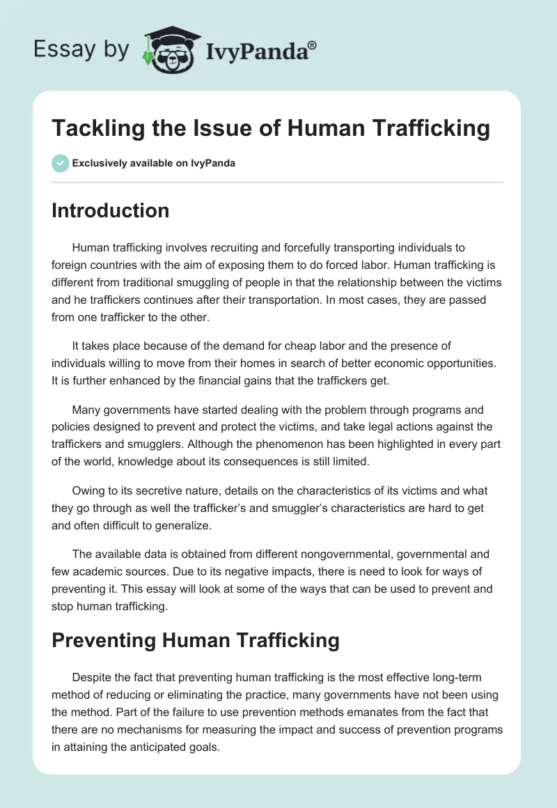 Tackling the Issue of Human Trafficking. Page 1