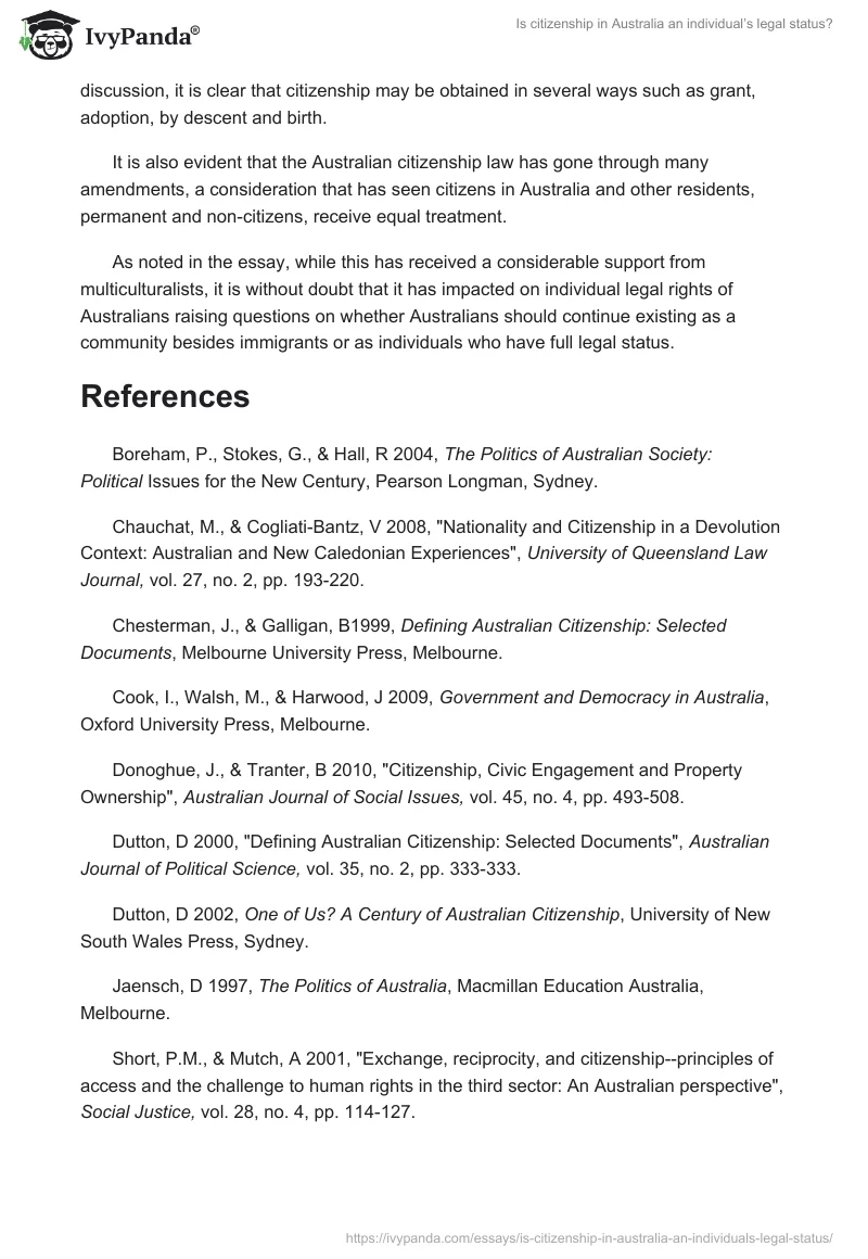 Is citizenship in Australia an individual’s legal status?. Page 5