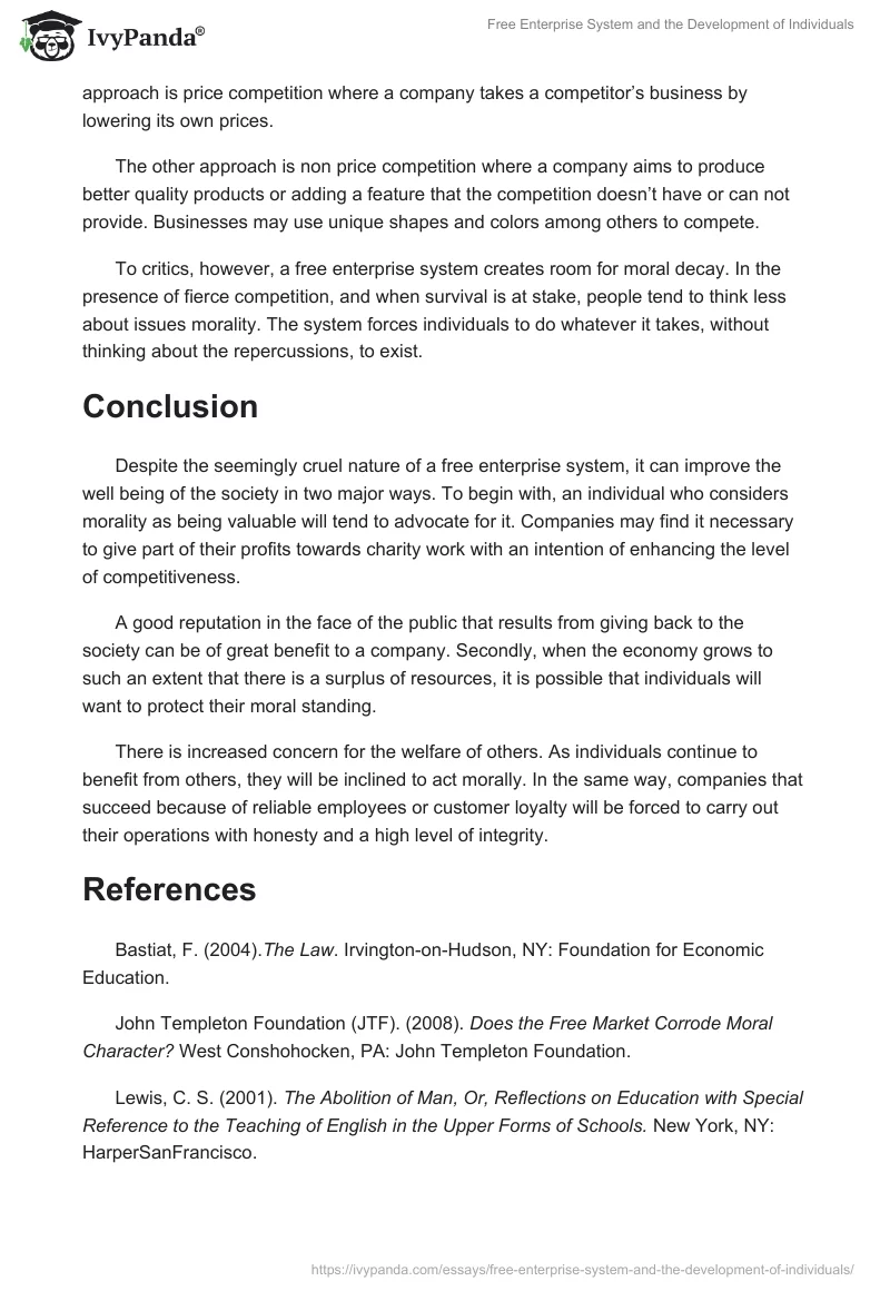 Free Enterprise System and the Development of Individuals. Page 5