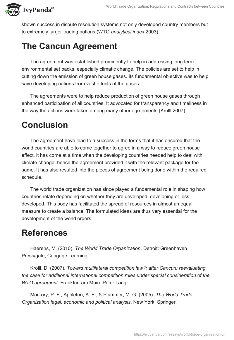 World Trade Organization: Regulations and Contracts between Countries. Page 5