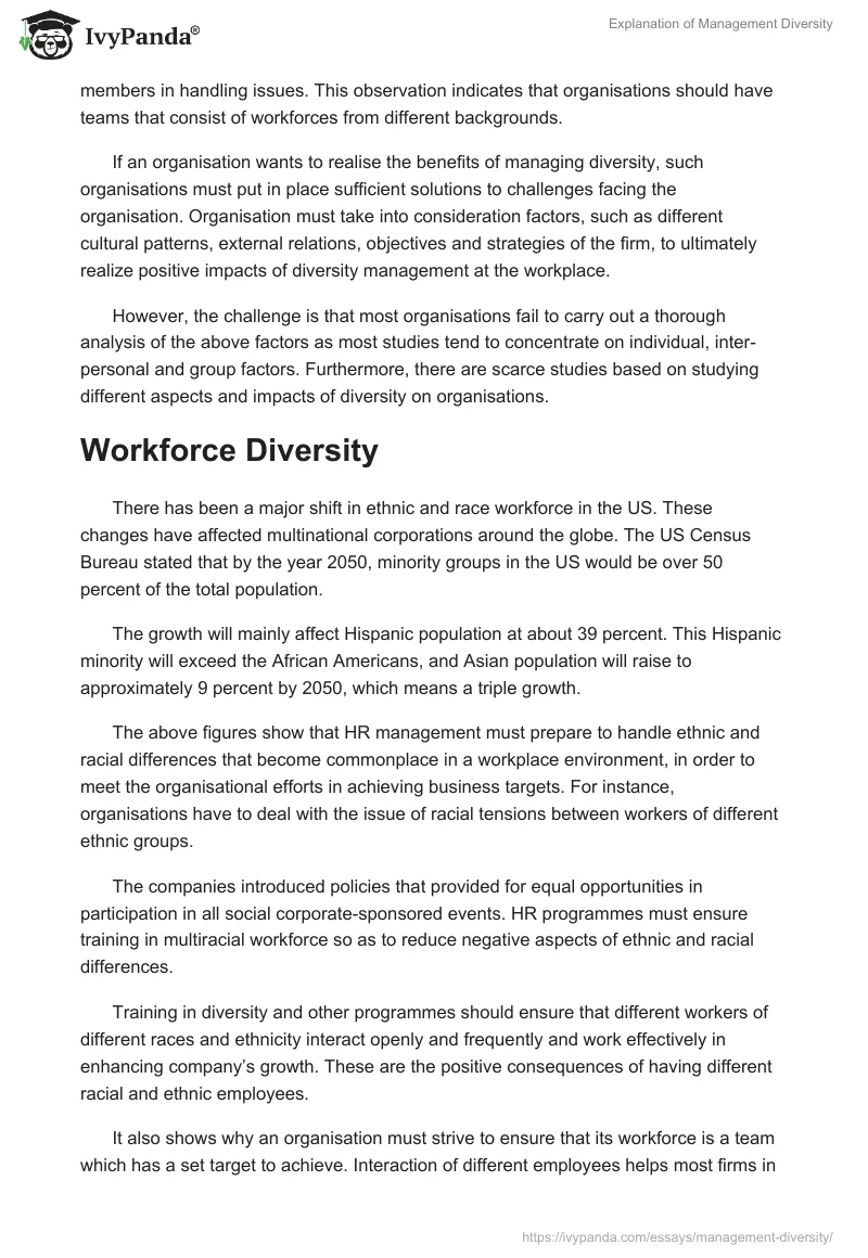 Explanation of Management Diversity. Page 5
