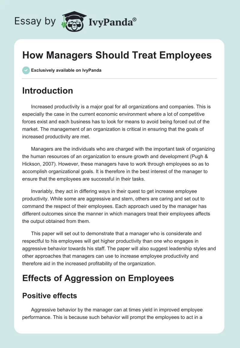 How Managers Should Treat Employees. Page 1