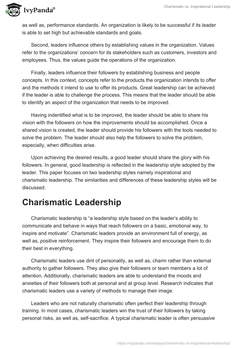 Charismatic vs. Inspirational Leadership. Page 2