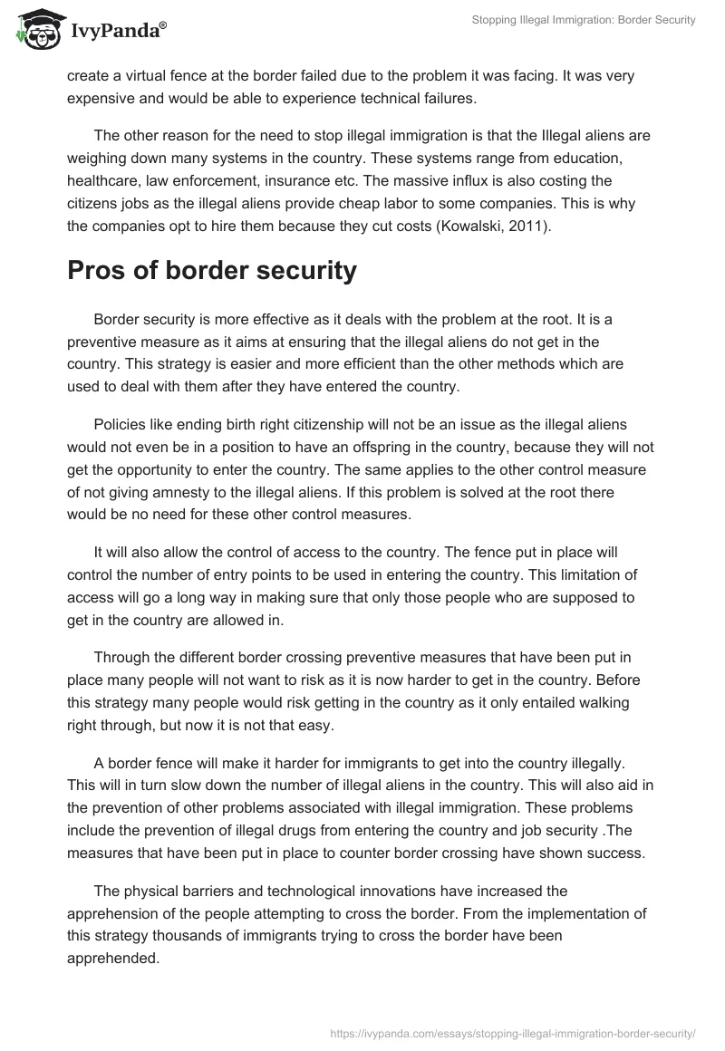 Stopping Illegal Immigration: Border Security. Page 2