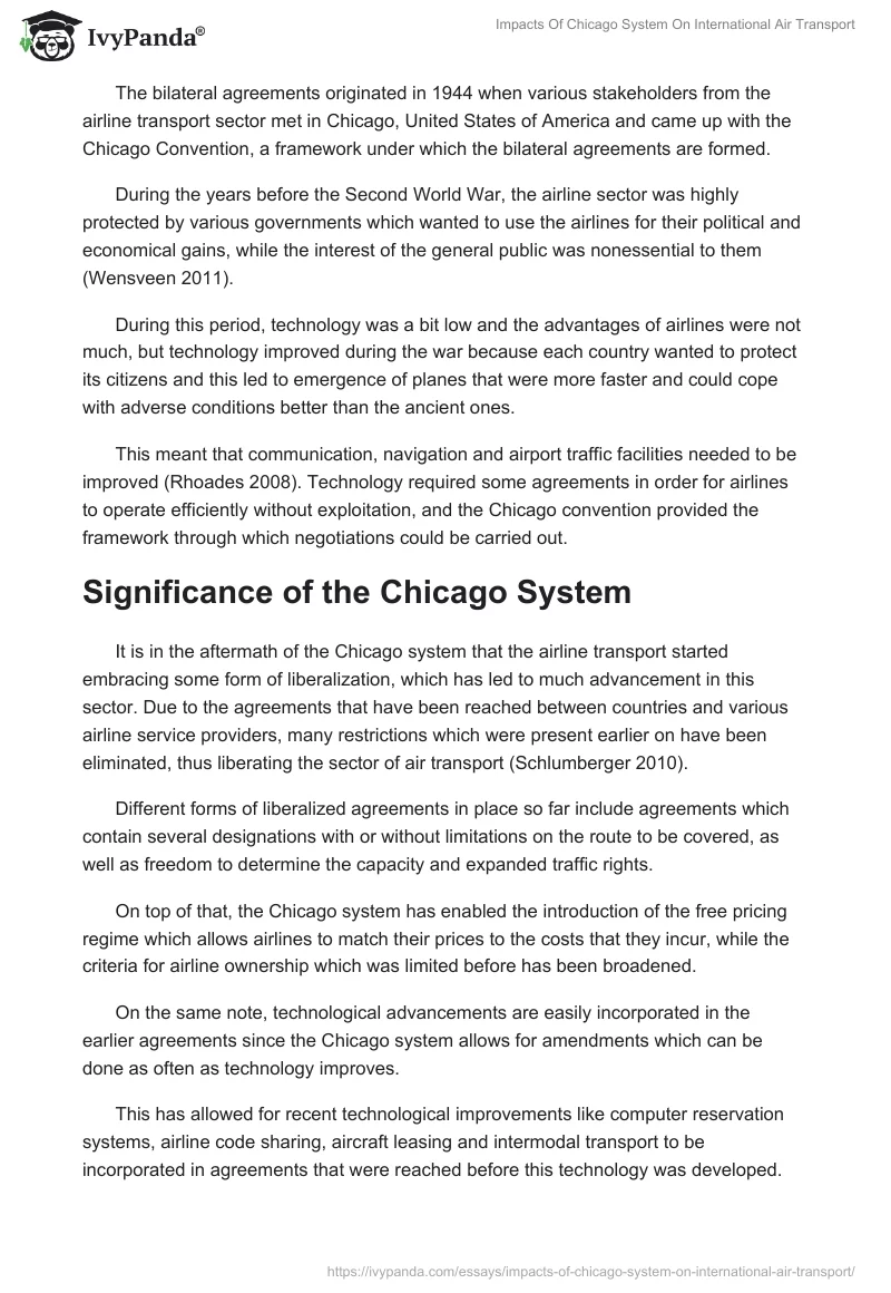 Impacts Of Chicago System On International Air Transport. Page 2