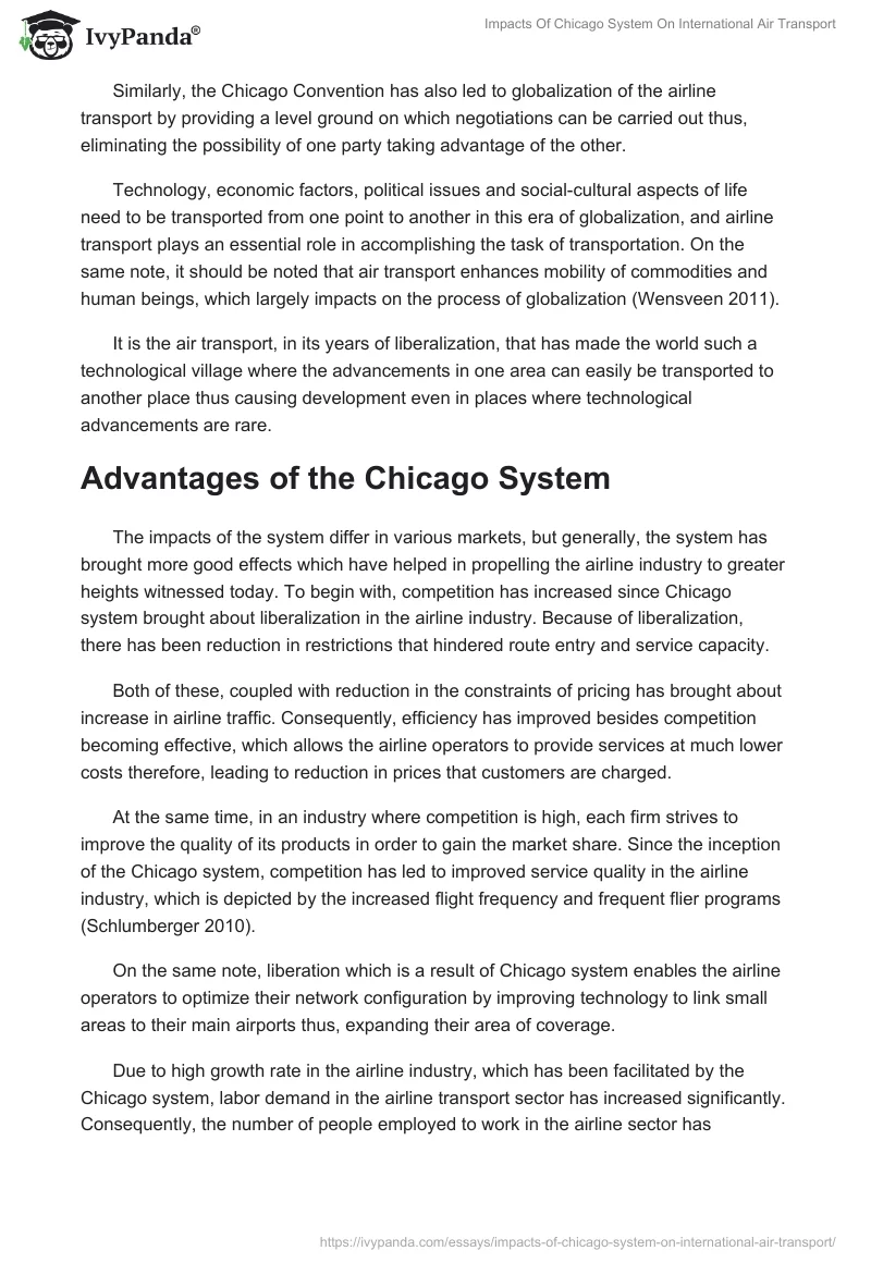 Impacts Of Chicago System On International Air Transport. Page 3