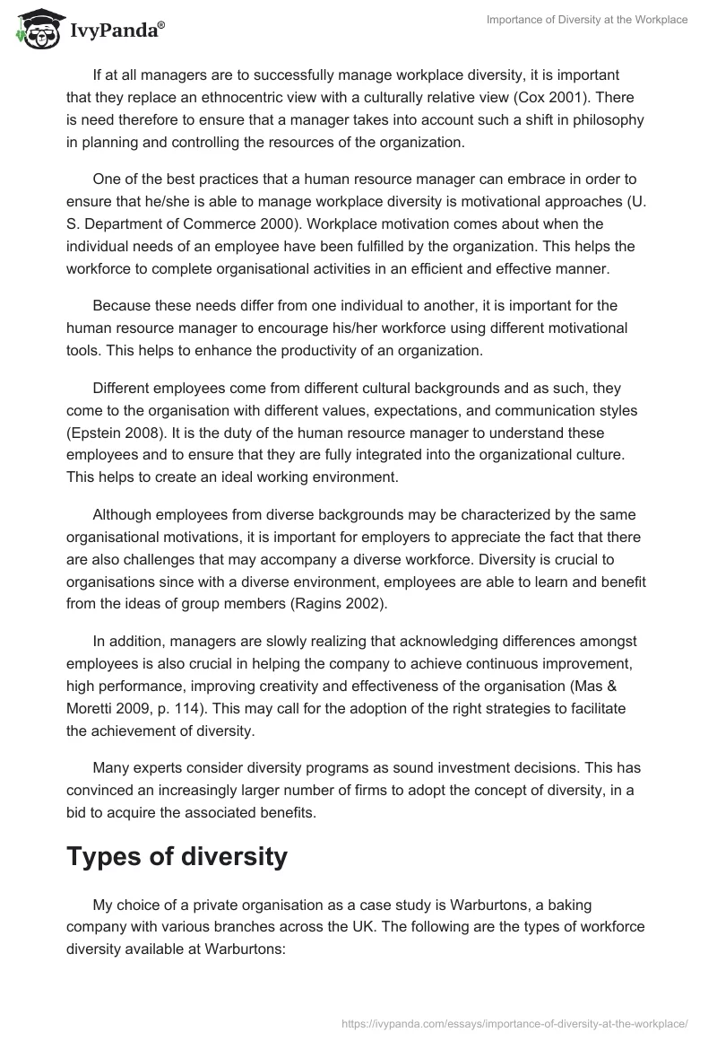 Importance of Diversity at the Workplace. Page 4