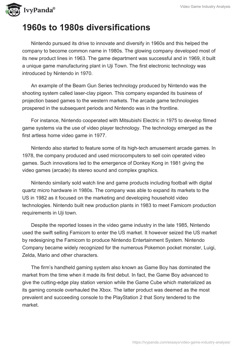 Video Game Industry Analysis. Page 2