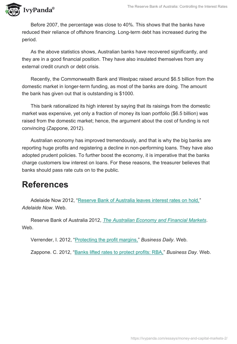 The Reserve Bank of Australia: Controlling the Interest Rates. Page 3
