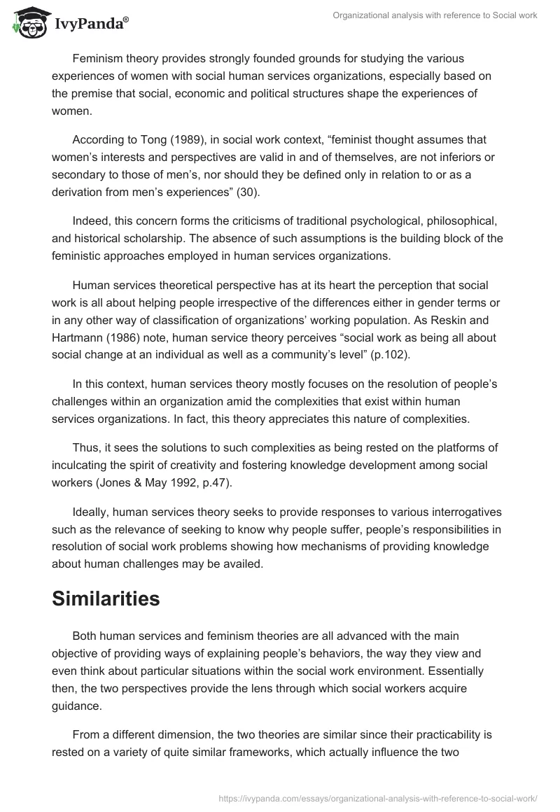 Organizational analysis with reference to Social work. Page 2