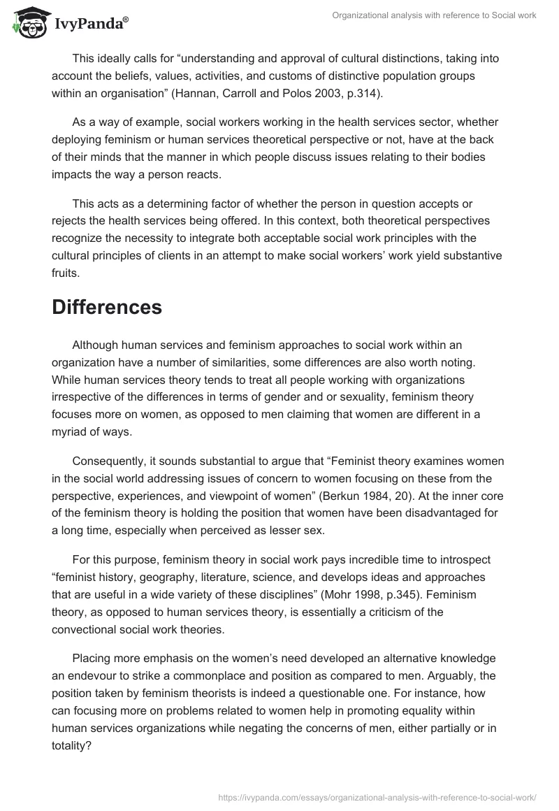 Organizational analysis with reference to Social work. Page 4