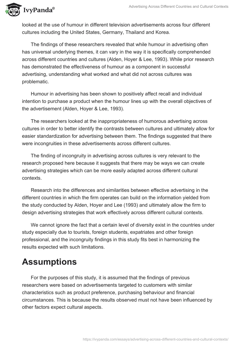 Advertising Across Different Countries and Cultural Contexts. Page 4