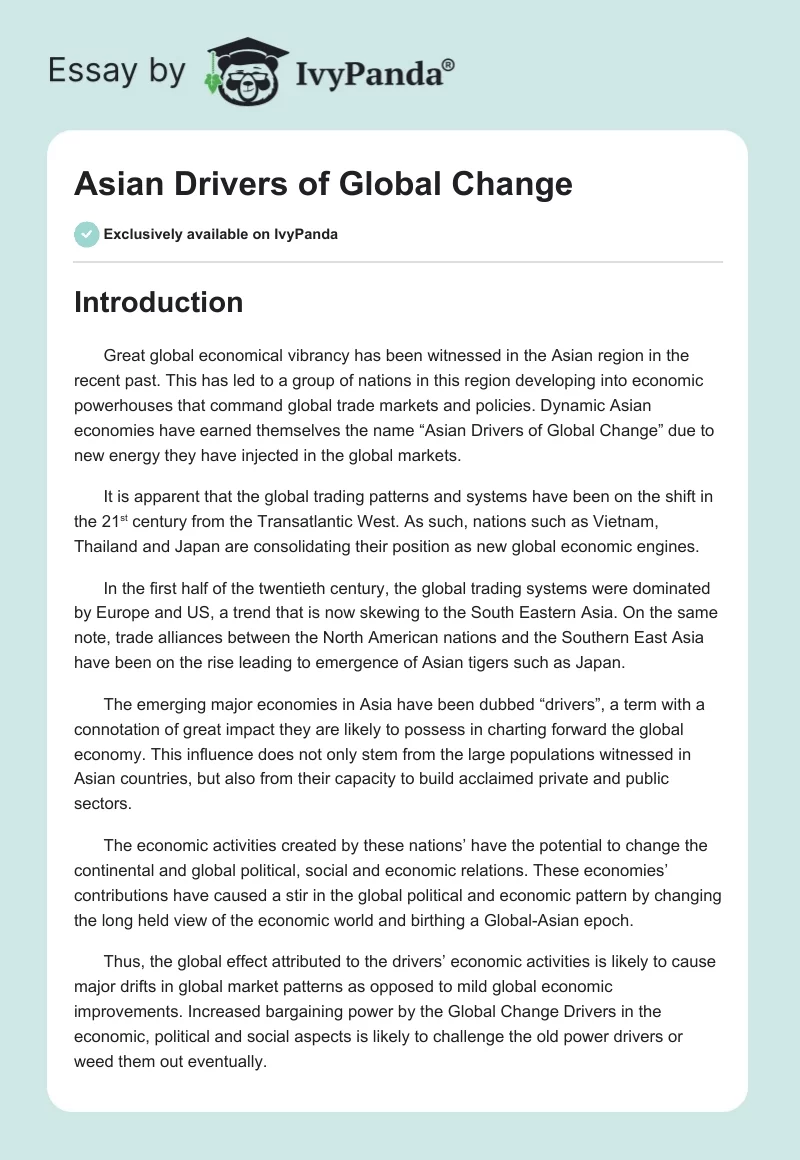 Asian Drivers of Global Change. Page 1