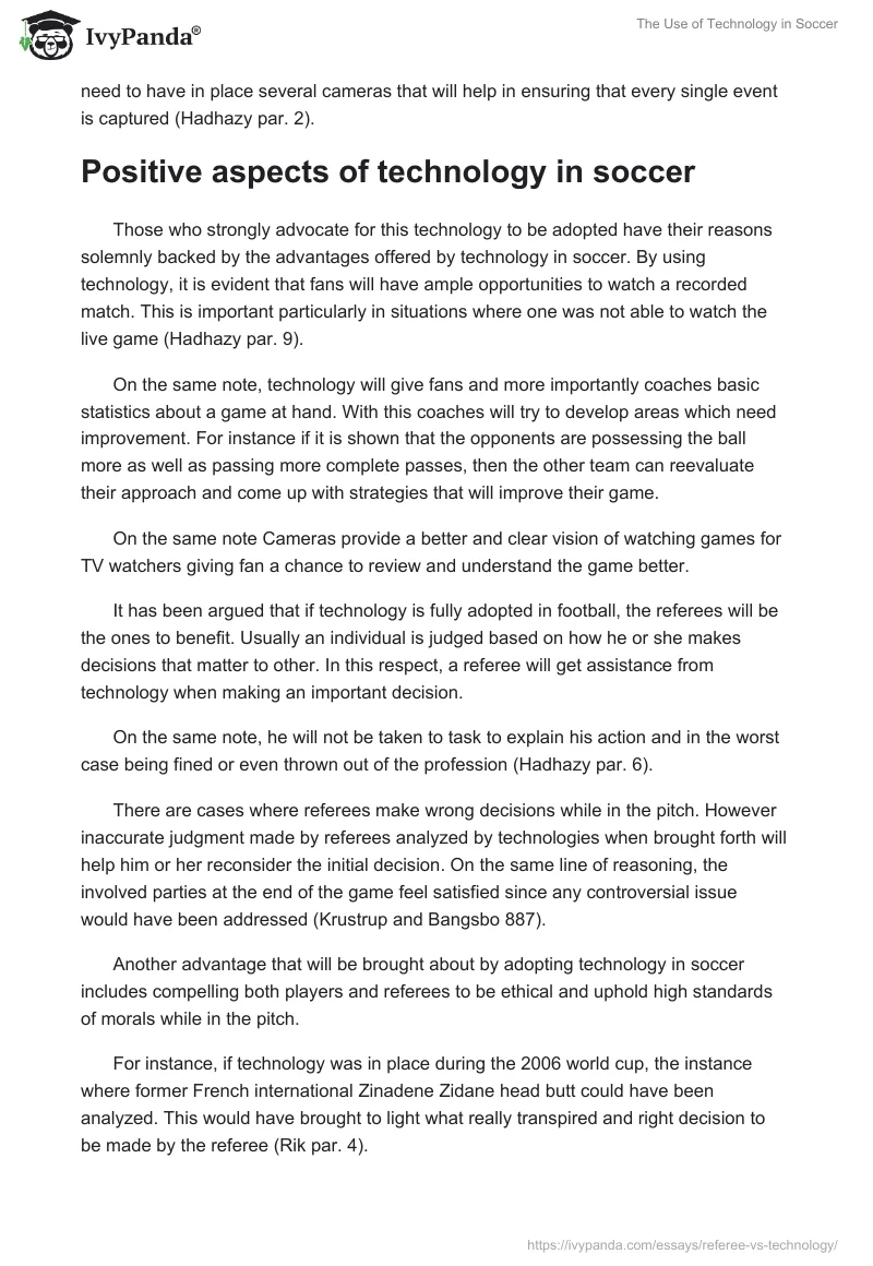 The Use of Technology in Soccer. Page 3