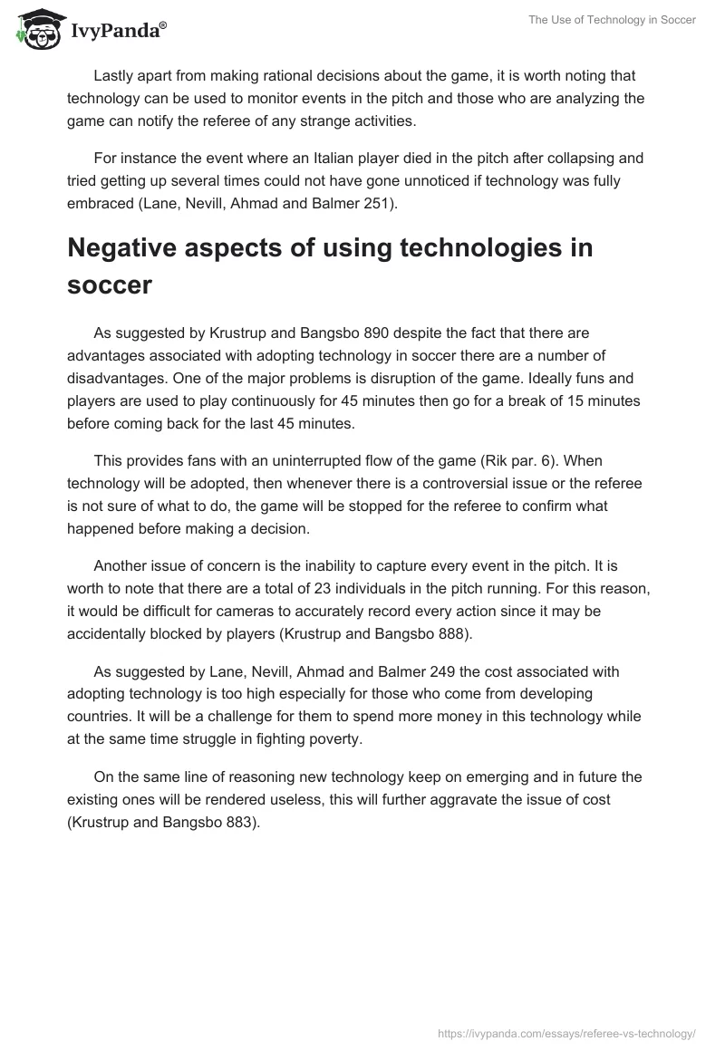 The Use of Technology in Soccer. Page 4