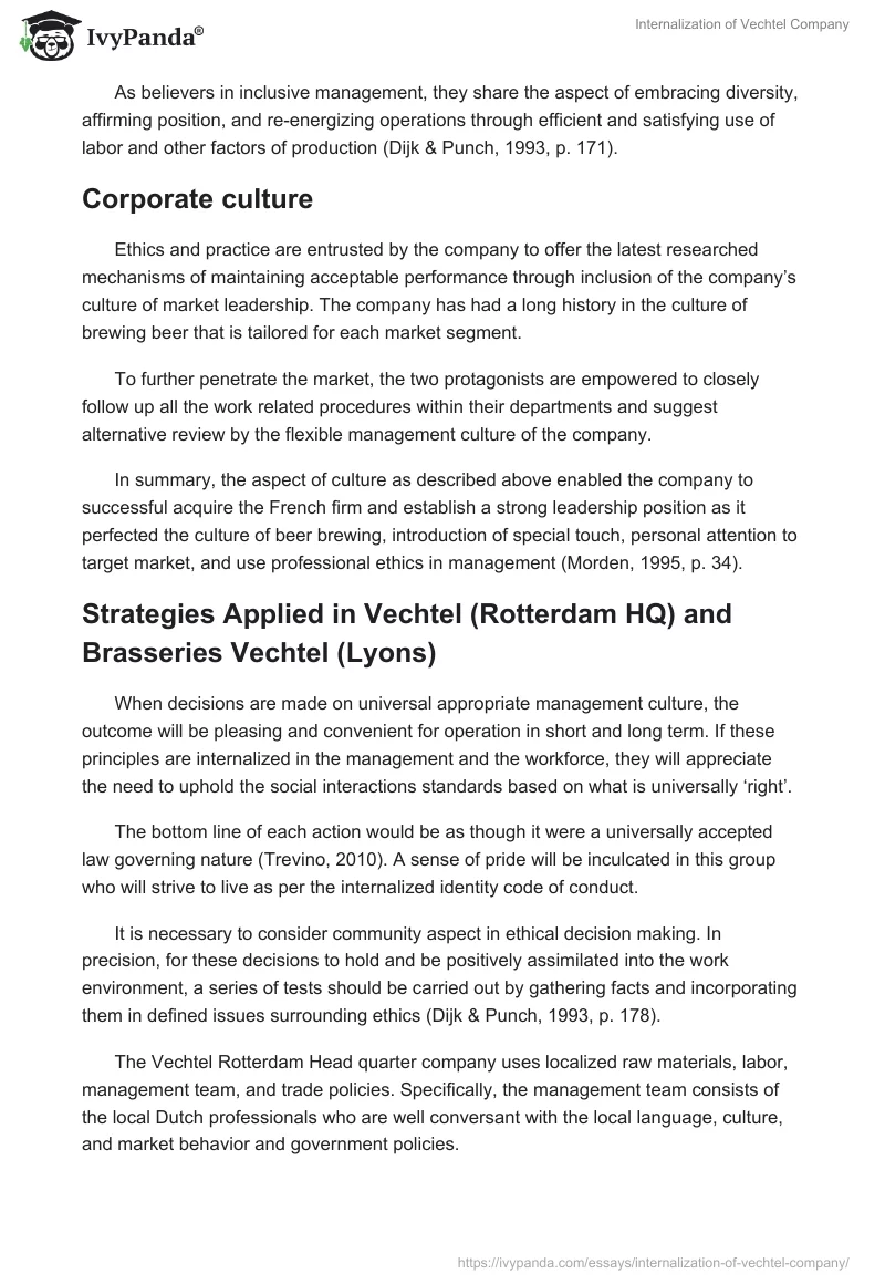 Internalization of Vechtel Company. Page 5