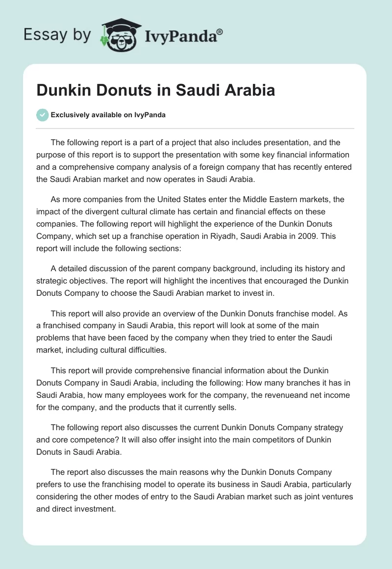 Dunkin Donuts in Saudi Arabia. Page 1