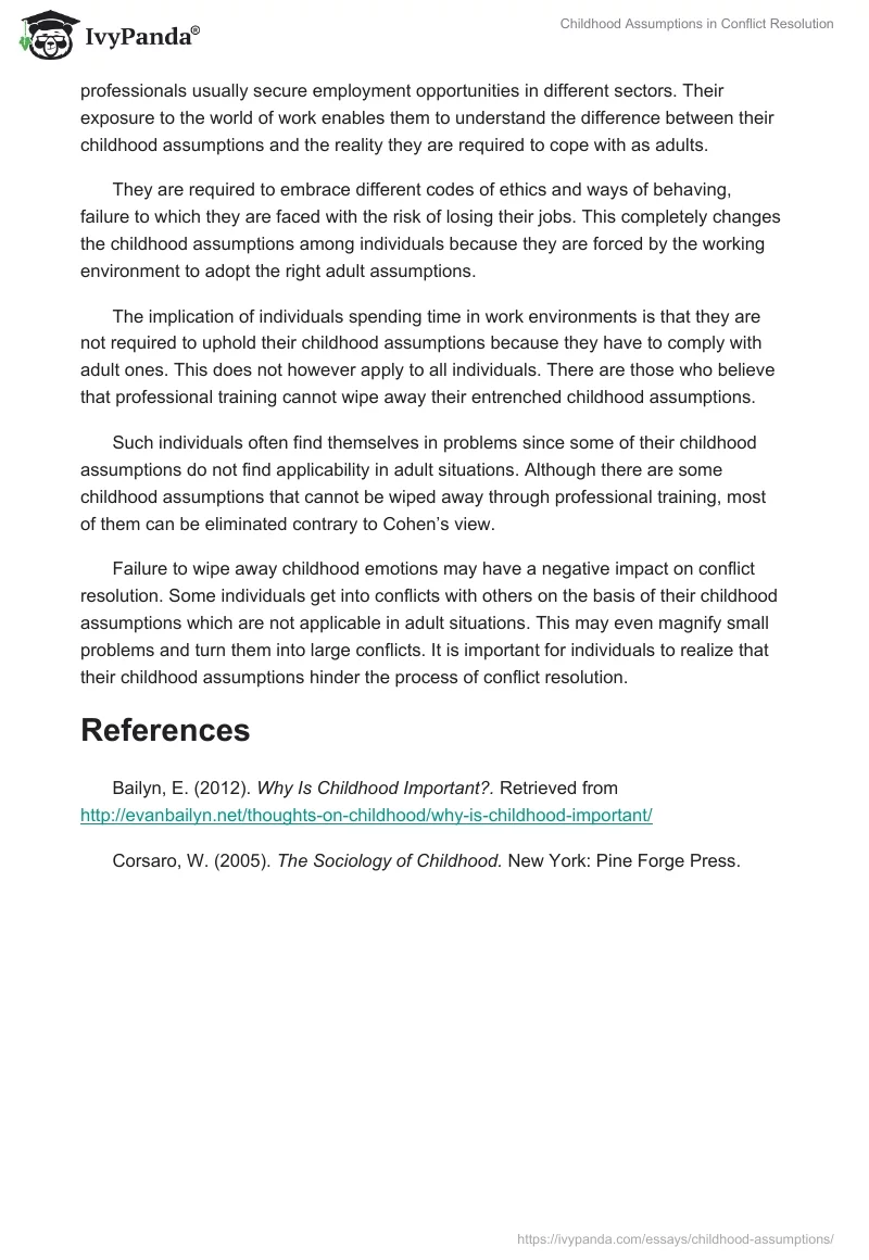 Childhood Assumptions in Conflict Resolution. Page 2