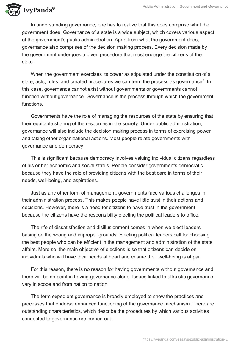 Public Administration: Government and Governance. Page 2
