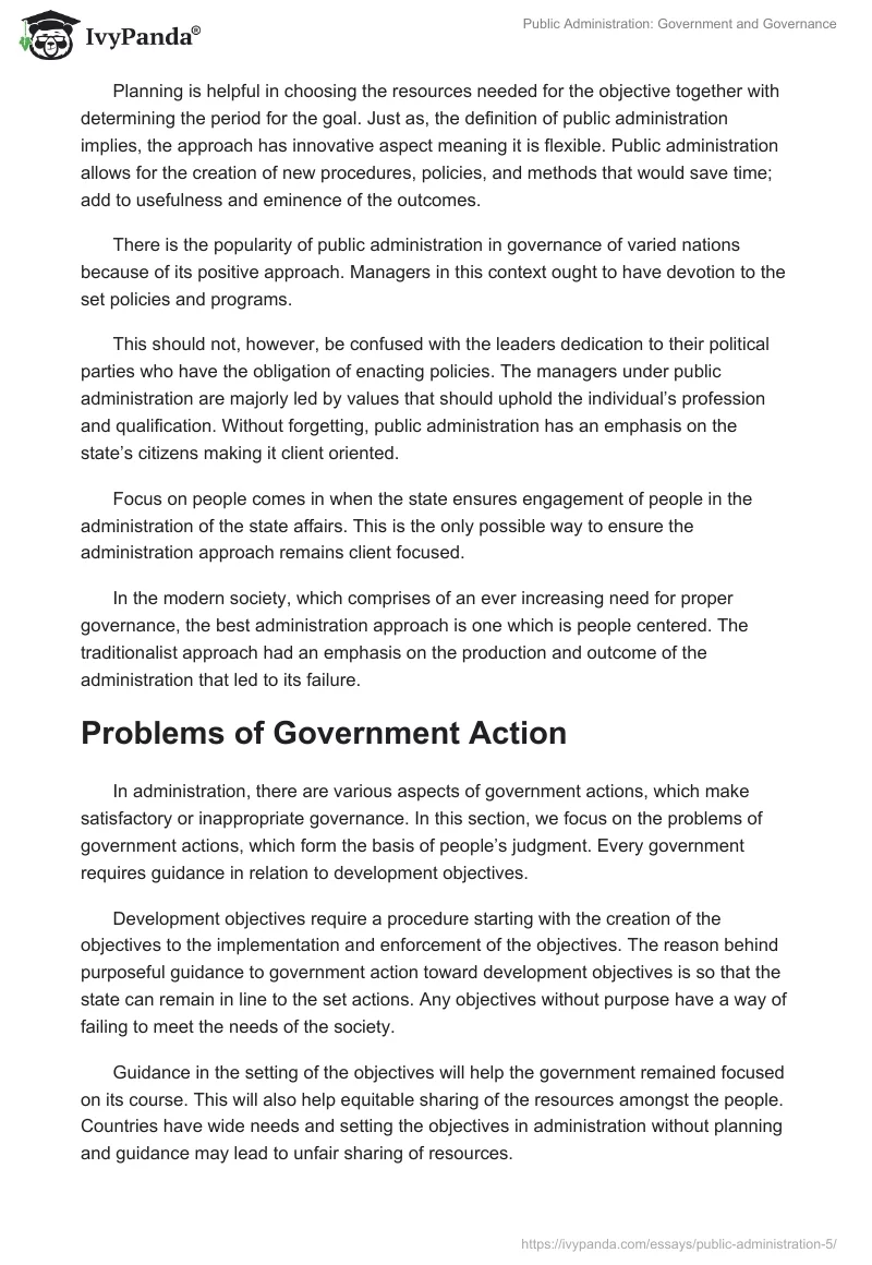 Public Administration: Government and Governance. Page 5