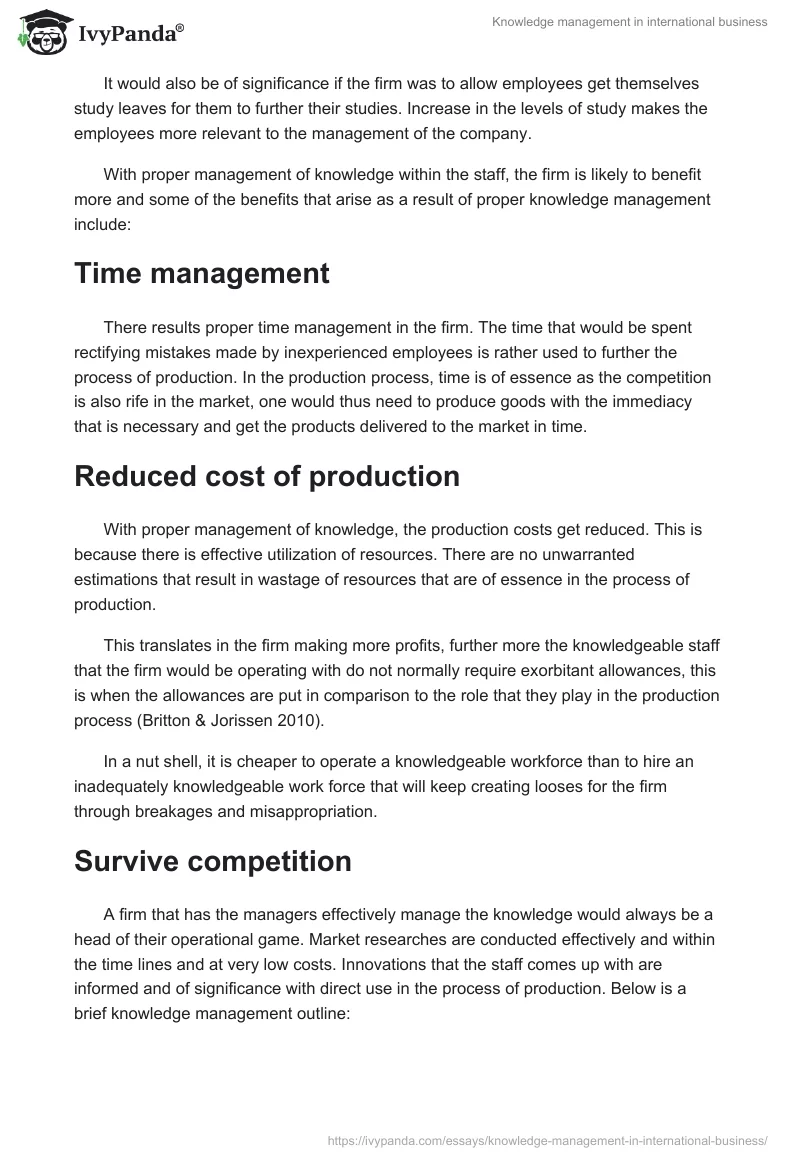 Knowledge management in international business. Page 3