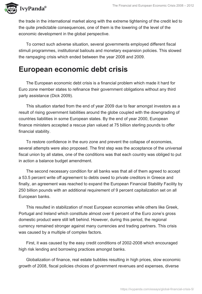 The Financial and European Economic Crisis 2008 – 2012. Page 2