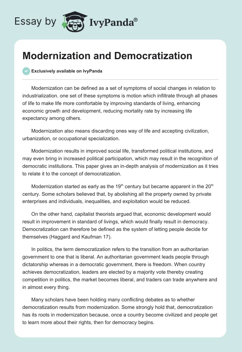 Modernization and Democratization. Page 1