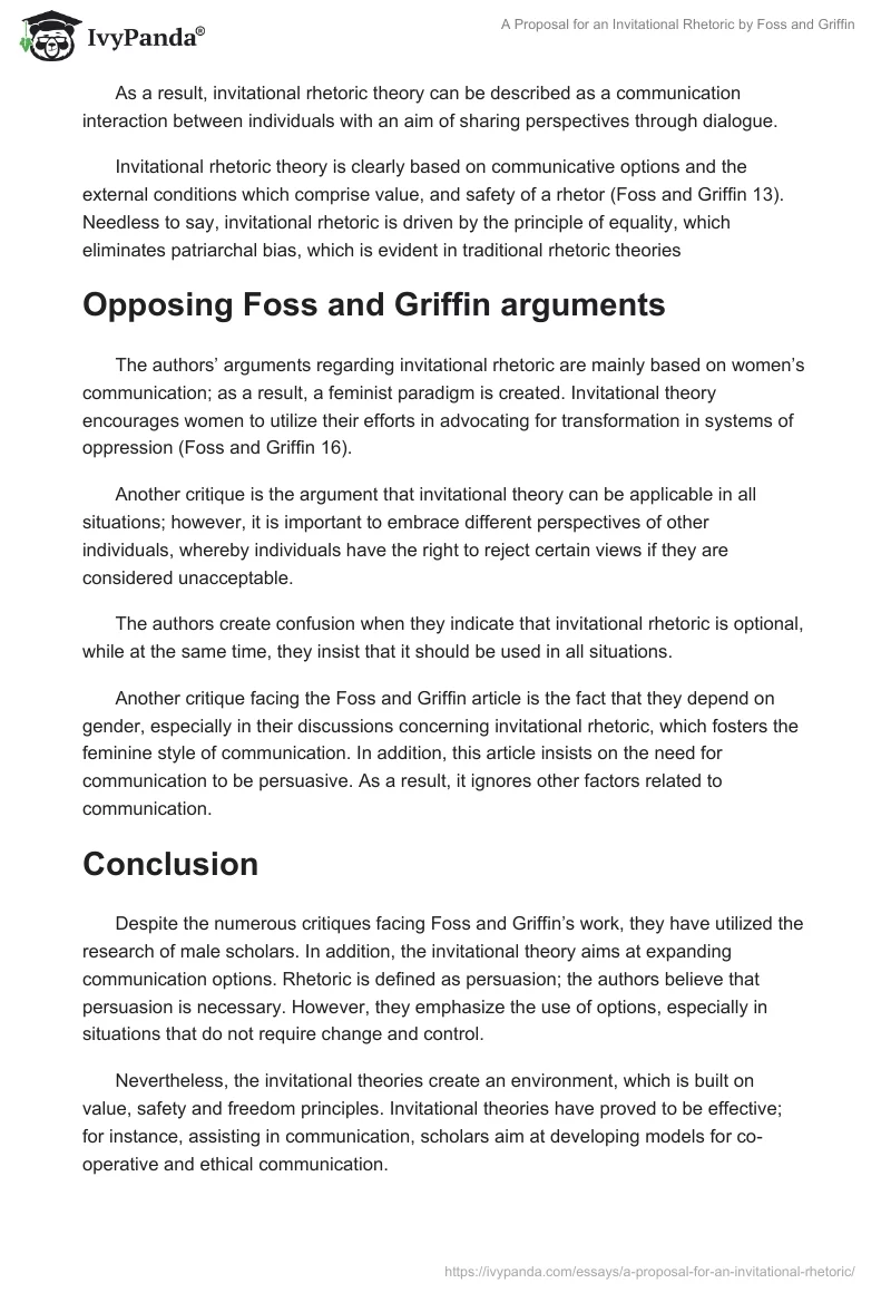 "A Proposal for an Invitational Rhetoric" by Foss and Griffin. Page 2
