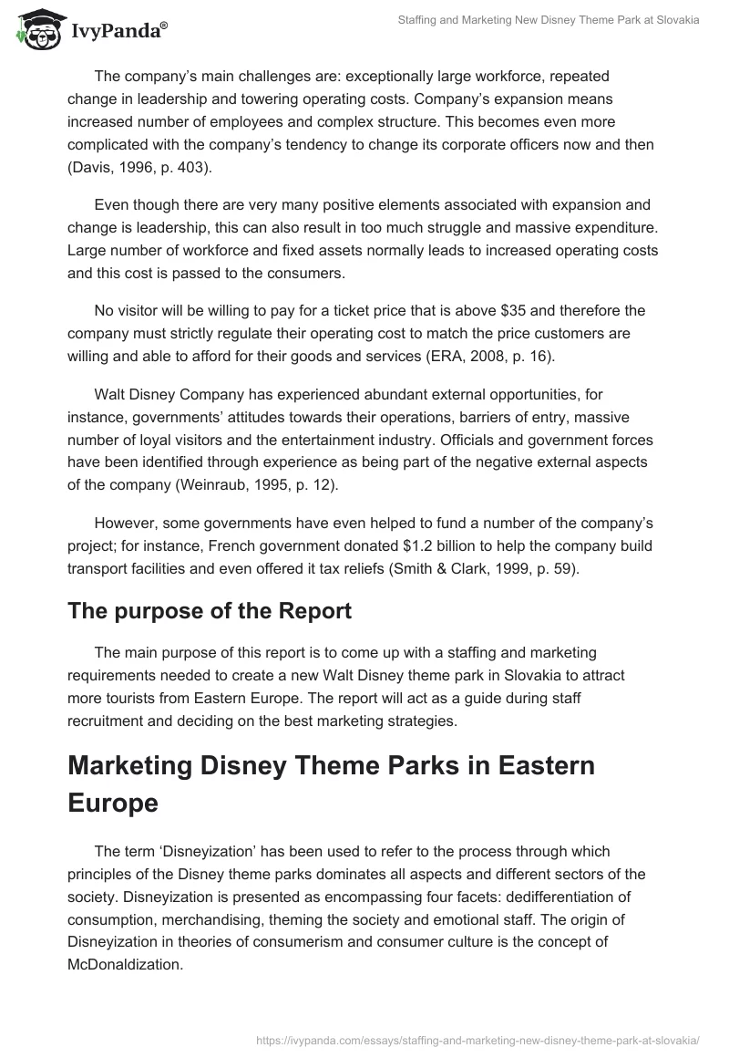 Staffing and Marketing New Disney Theme Park at Slovakia. Page 3