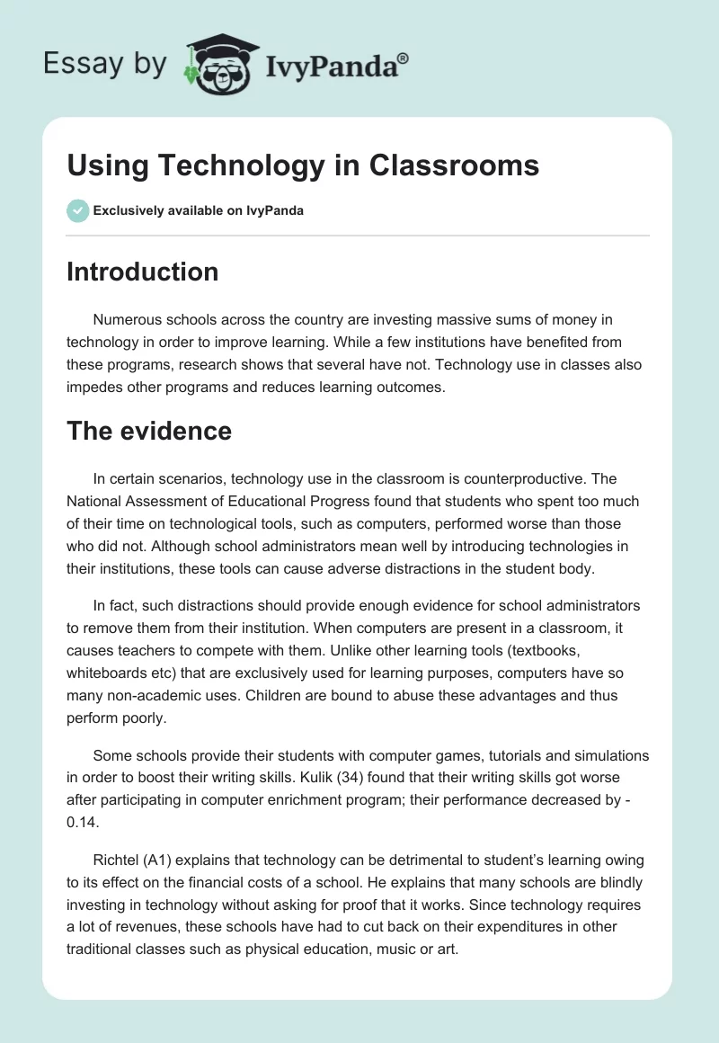 Using Technology in Classrooms. Page 1