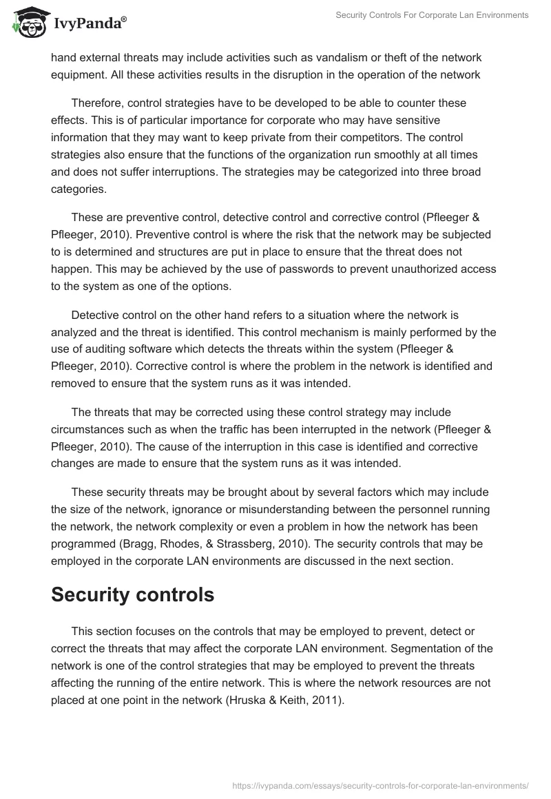 Security Controls for Corporate LAN Environments. Page 2