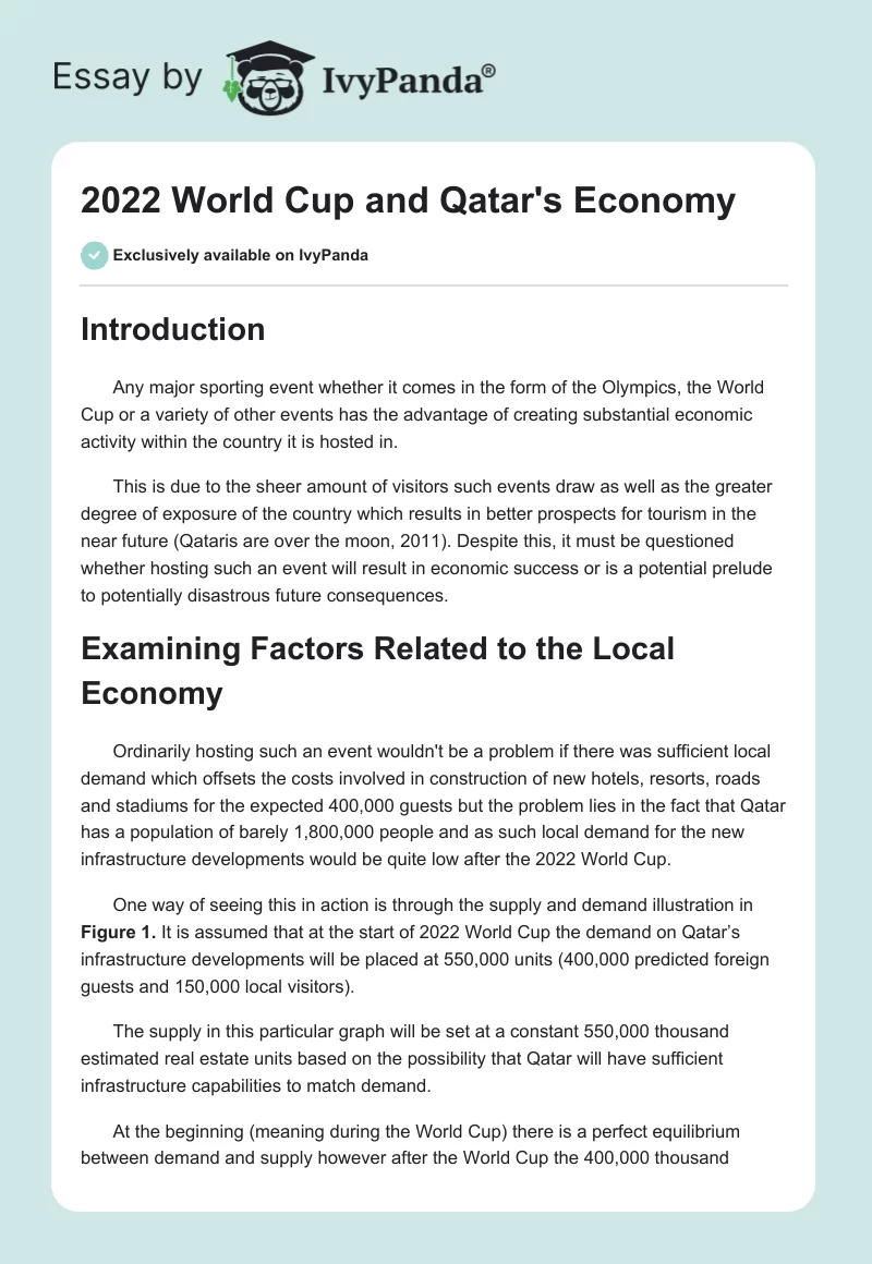 2022 World Cup and Qatar's Economy. Page 1