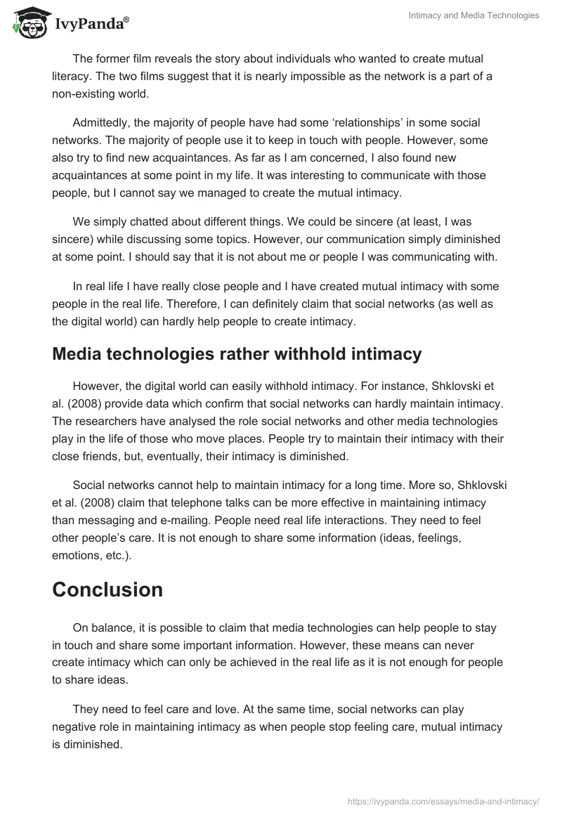 Intimacy and Media Technologies. Page 4