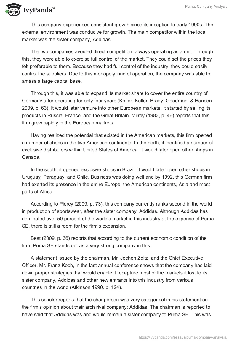 Puma: Company Analysis. Page 3