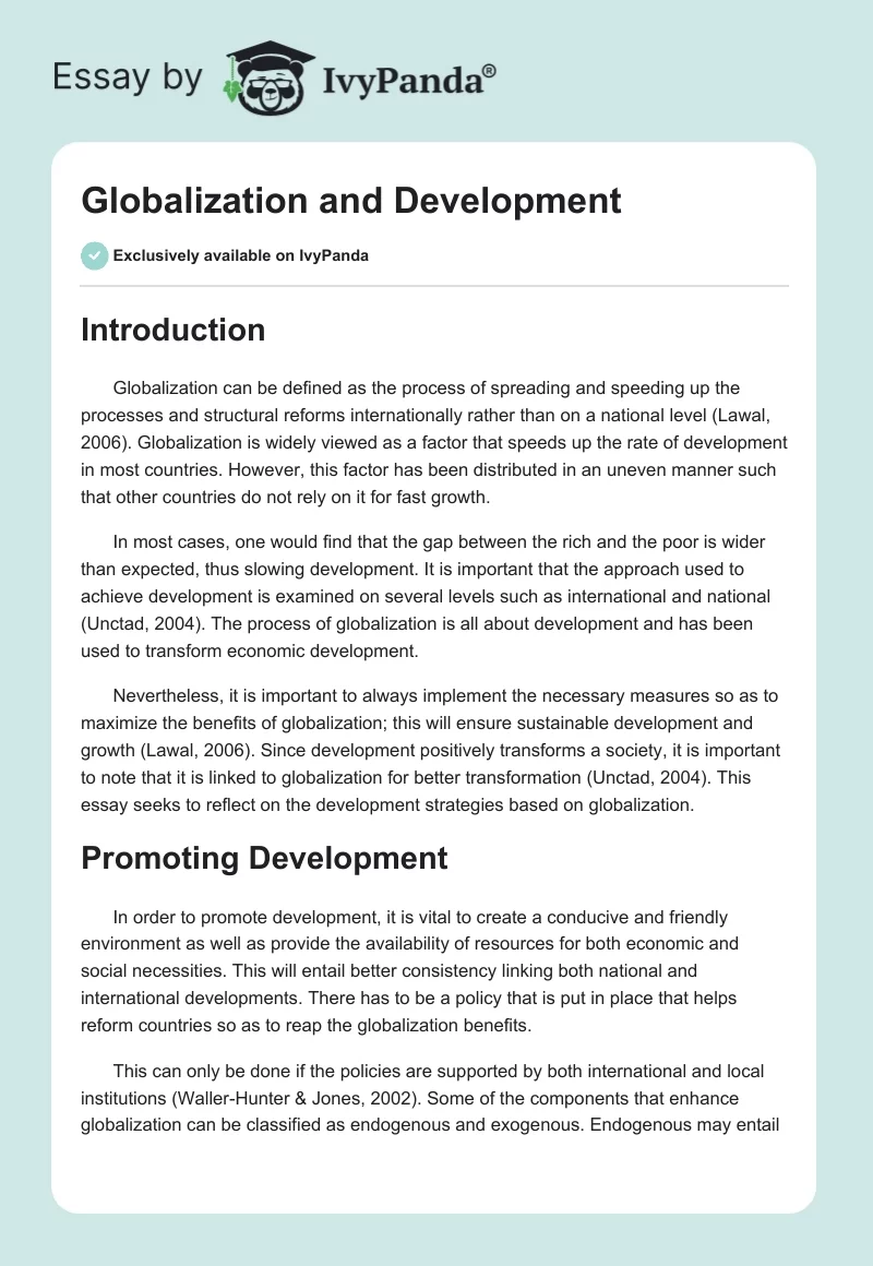 Globalization and Development. Page 1