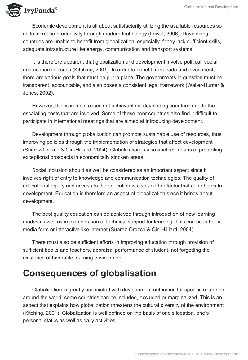 Globalization and Development. Page 3