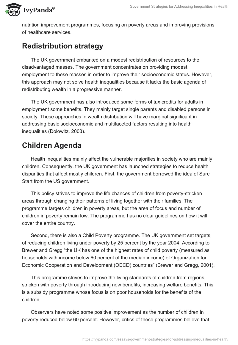 Government Strategies for Addressing Inequalities in Health. Page 4