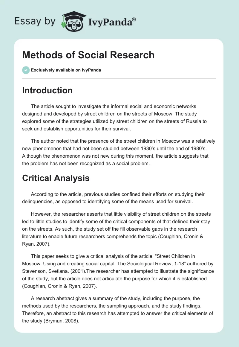 Methods of Social Research. Page 1