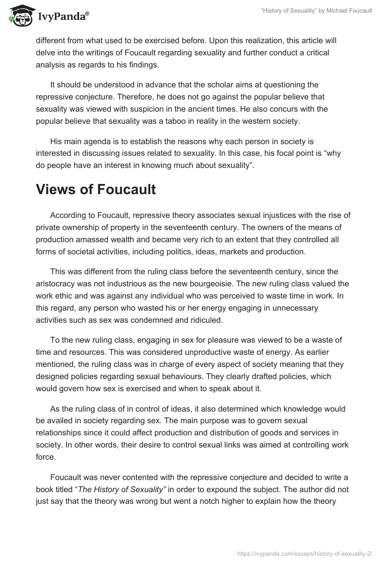 “History of Sexuality” by Michael Foucault. Page 2