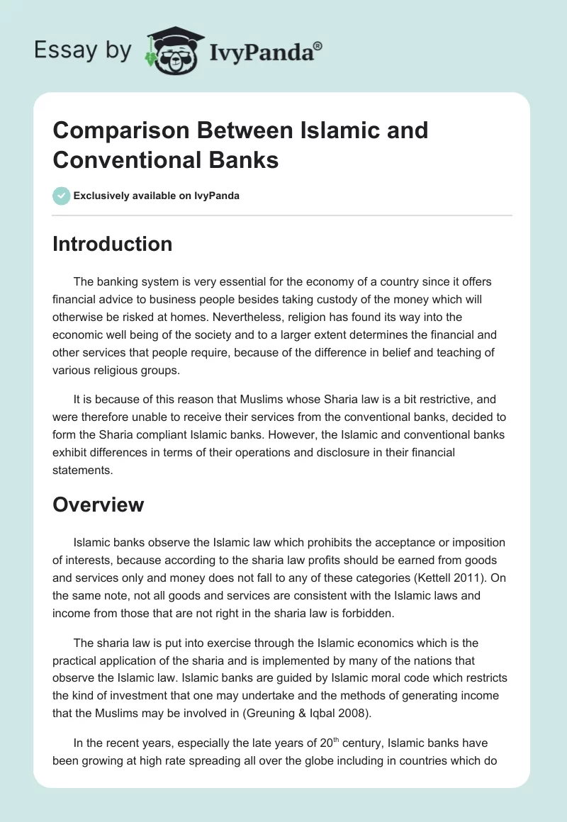 Comparison Between Islamic and Conventional Banks. Page 1