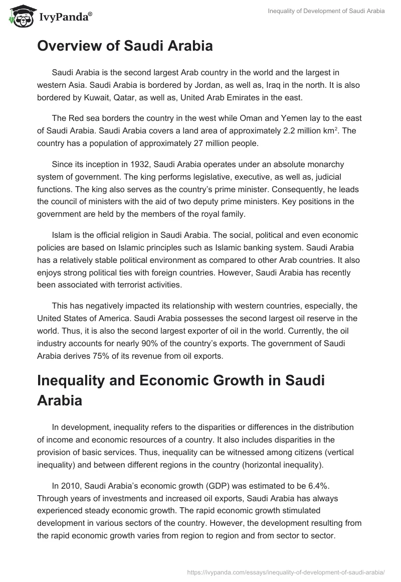 Inequality of Development of Saudi Arabia. Page 2