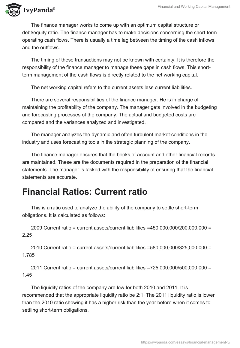 Financial and Working Capital Management. Page 2