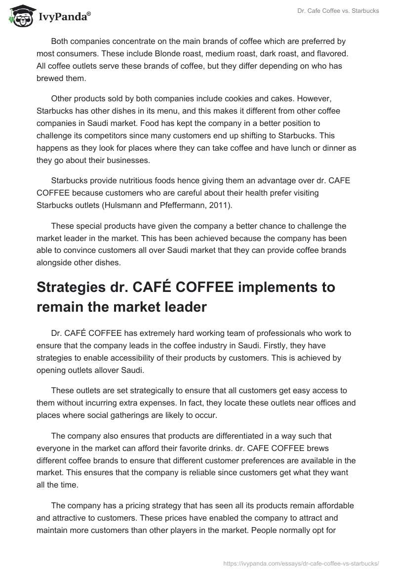 Dr. Cafe Coffee vs. Starbucks. Page 2