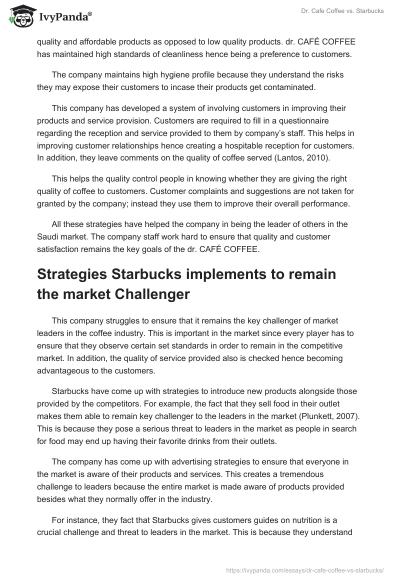 Dr. Cafe Coffee vs. Starbucks. Page 3