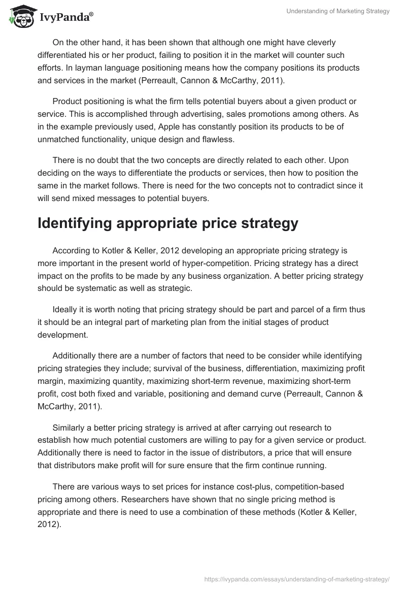 Understanding of Marketing Strategy. Page 2