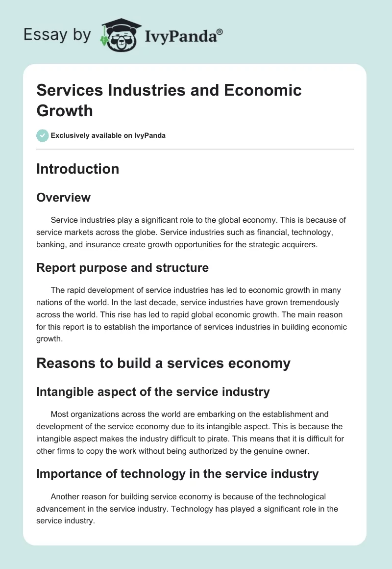 Services Industries and Economic Growth. Page 1