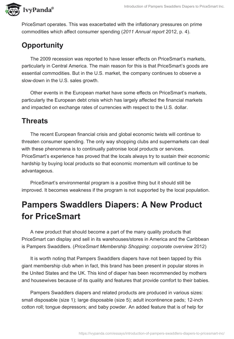Introduction of Pampers Swaddlers Diapers to PriceSmart Inc.. Page 5